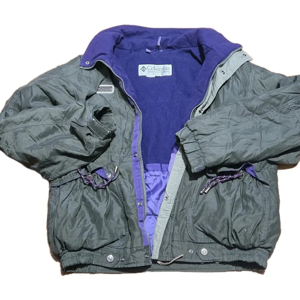 Columbia Men's Sz M Radial Sleeve Green Purple Vintage Jacket‎ Full Zipper Retro
